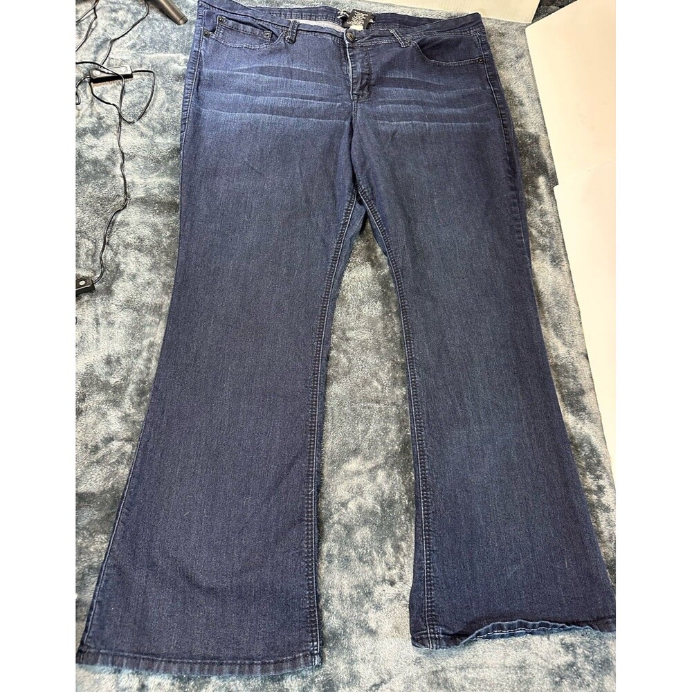 Source of Wisdom Plus Size 24 Blue Jeans Bootcut Stretch Dark Wash Embroidered S